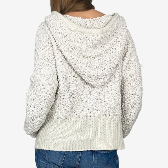 Young Fabulous & Broke Popcorn Knit Hoodie Sweater Small Cream Clean Girl Comfy - Picture 2 of 15
